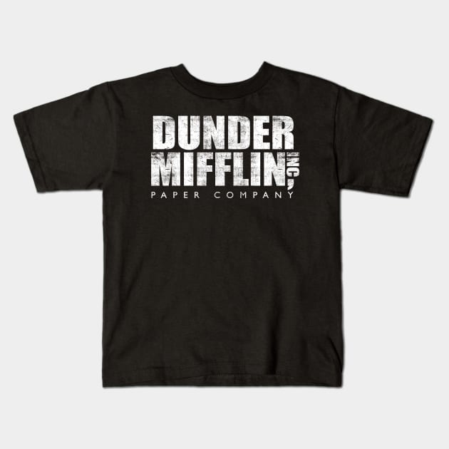 DUNDER MIFFLIN - White Kids T-Shirt by ROBZILLA